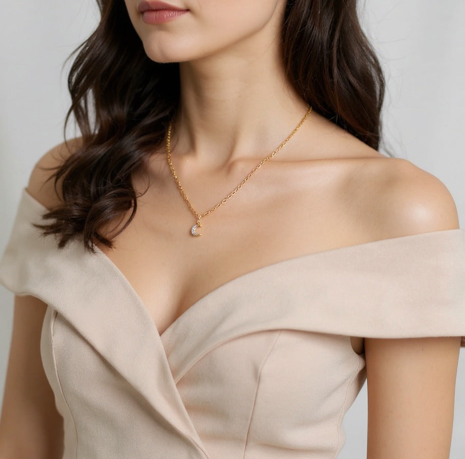 Crescent Charm Necklace.