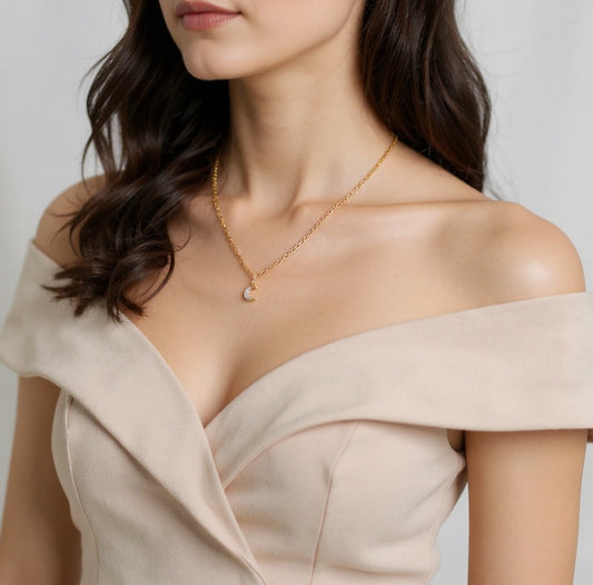 Crescent Charm Necklace.