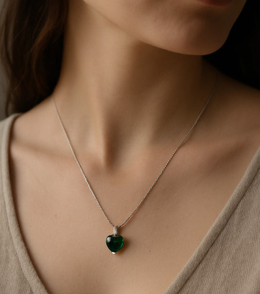 925 Sterling Silver Aquamarine Heart Pendant