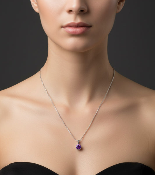 Amethyst Gemstone & Sterling Silver Pendant