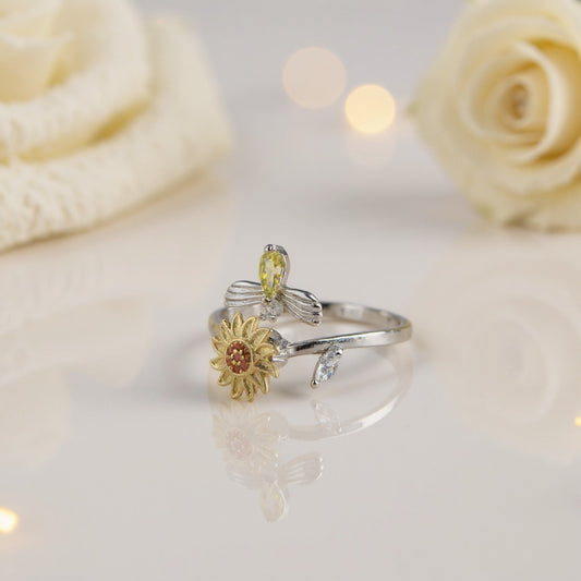 925 Sterling Sunflower Fidget Ring