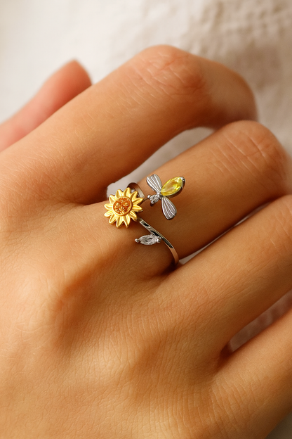 925 Sterling Sunflower Fidget Ring