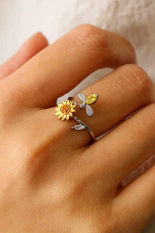 925 Sterling Sunflower Fidget Ring