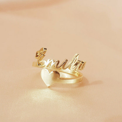 Single Name Heart Ring