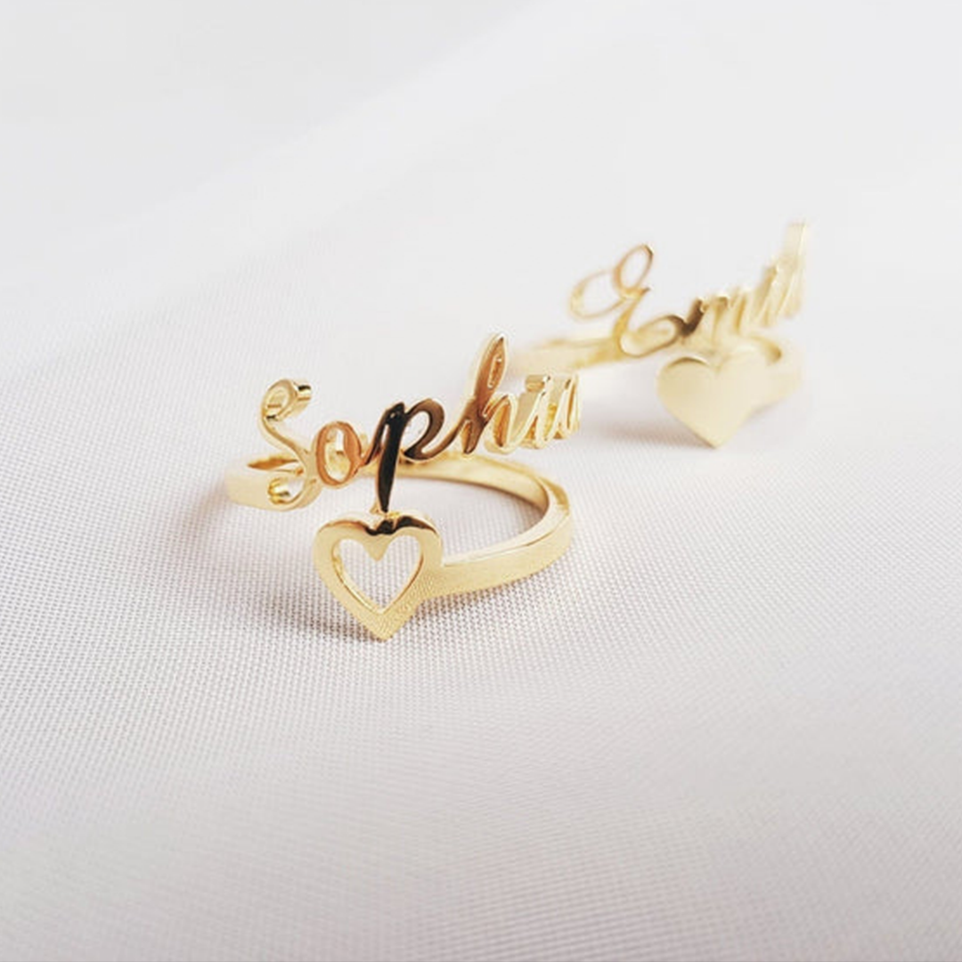 Single Name Heart Ring