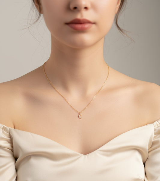 Crescent Charm Necklace.
