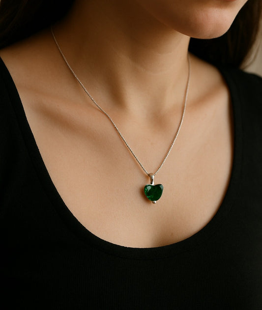 925 Sterling Silver Aquamarine Heart Pendant