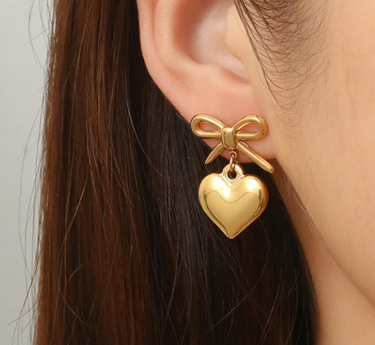 Bow Heart Earrings