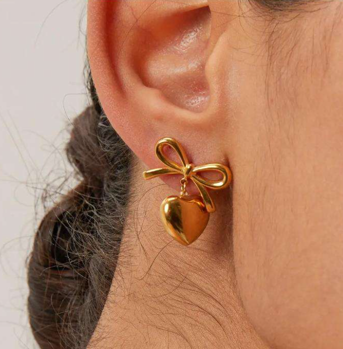 Bow Heart Earrings