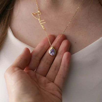 Birthstone Name Necklace